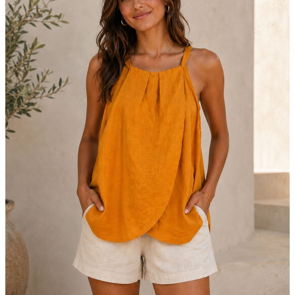 Worthington Women's Linen Blend Tank Top Bronze Orange Sleeveless Small NWT